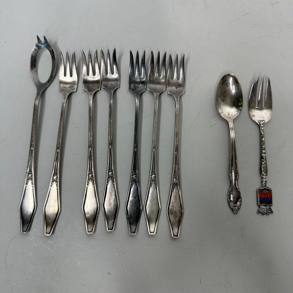 Vintage Silverplate Flatware Set Holmes & Edwards Oyster Forks Wm Rogers Spoon